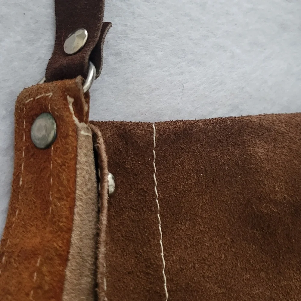 Vintage Brown Leather Hand Crafted Purse Bag Mini Hippie Retro‎ Hobo